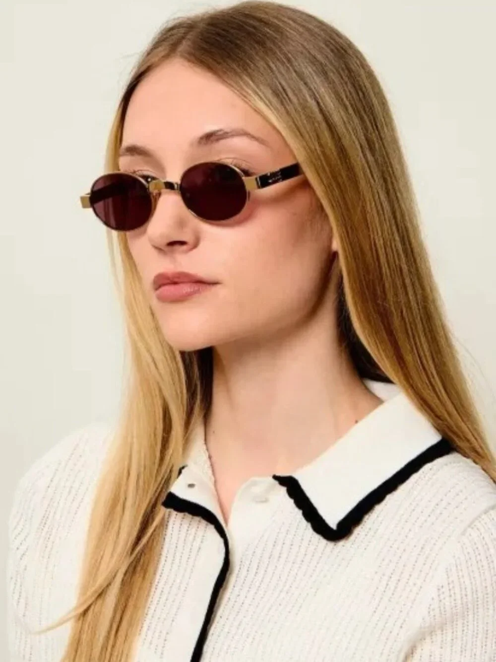 New Miu Miu MUB51S ZVN70B Gold Gray Women Round Sunglasses SMU B51